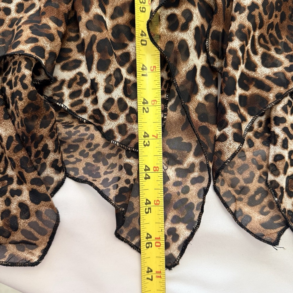 BoHo Western Cheetah Handkerchief Maxi dress Jean Denim Frayed Size Small Medium - Picture 9 of 10